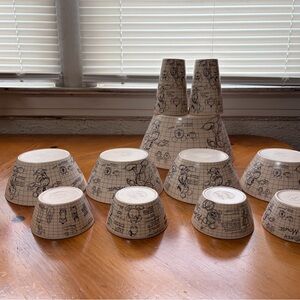 Disney Mickey Mouse Grid Pattern Bowl Set 11 melamine dinnerware